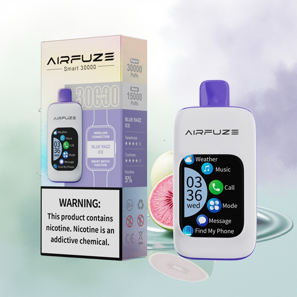 AirFuze Smart 30000 Piepūšanas Vienreizējās Lietošanas Vape Zilā Aveņu Ledus ar 5 Nikotīna un Type-C Uzlādi