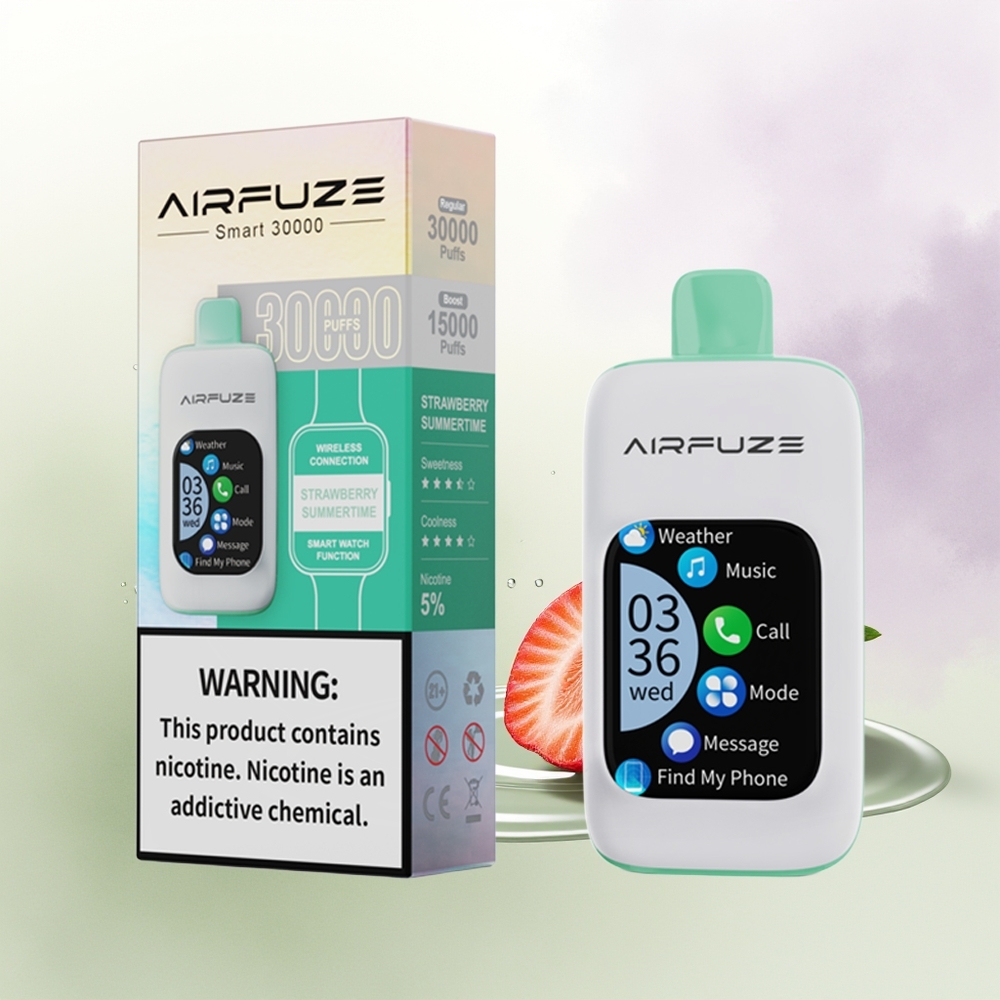 AirFuze Smart 30000 Puffs Disposable Zemeņu Vasarīgais ar 5 Nikotīna un Type-C Uzlādi
