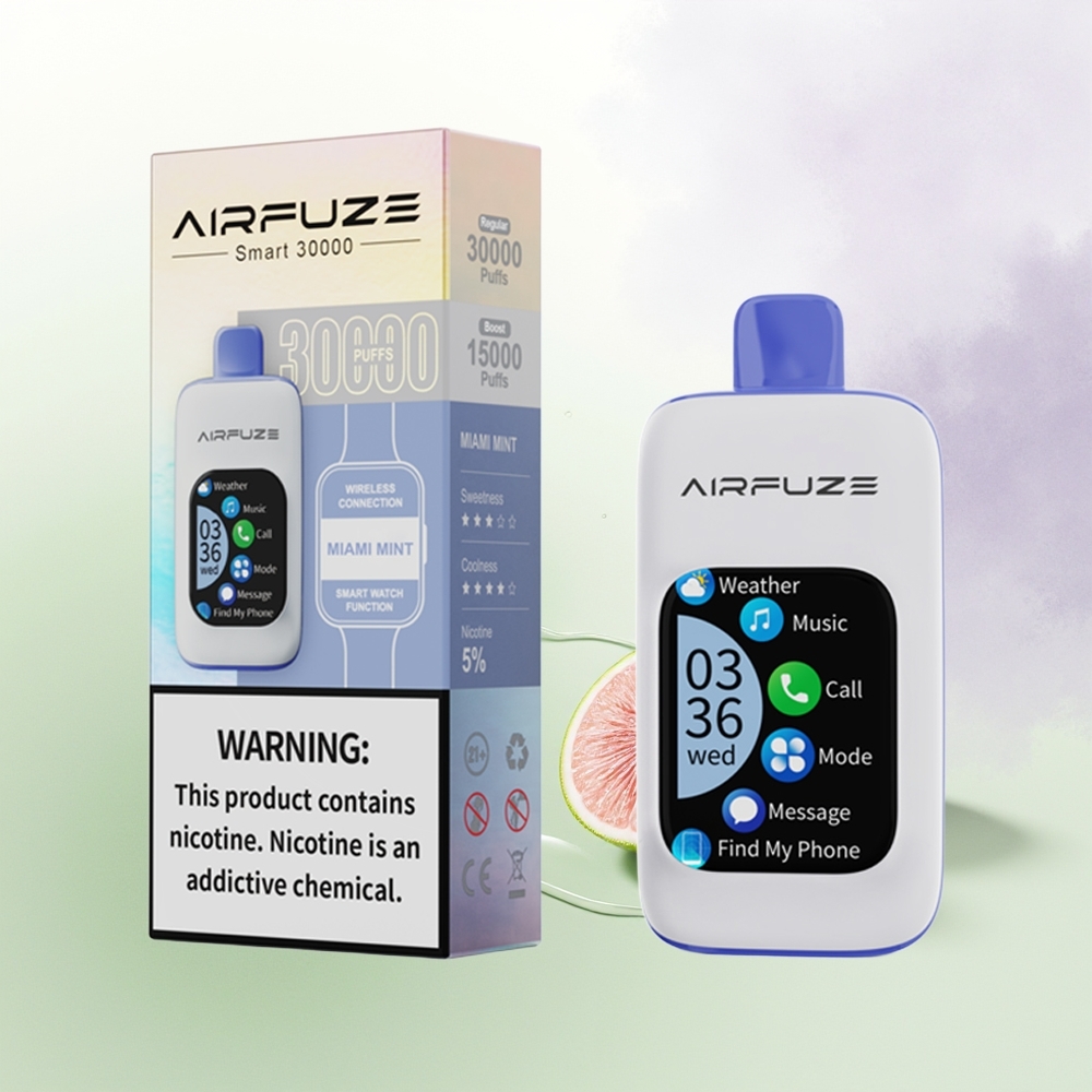AirFuze Smart 30000 Puffs Vienreizējās Lietošanas Vape Maiami Mētra + 5 Nikotīna + 900mAh