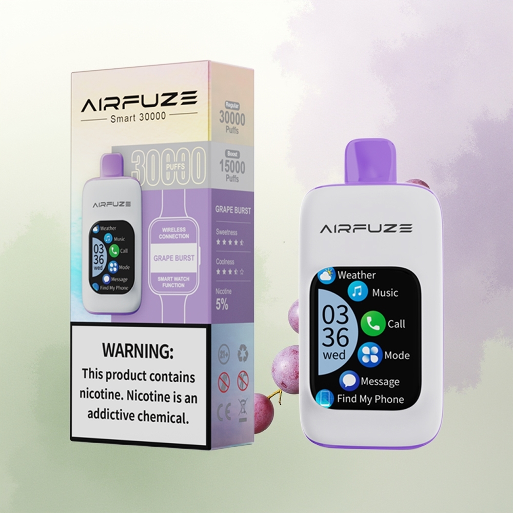 AirFuze Smart 30000 Puffs Vienreizējās Lietošanas Vape Vīnogu Sprādziens ar 5 Nikotīna un Type-C Uzlādi