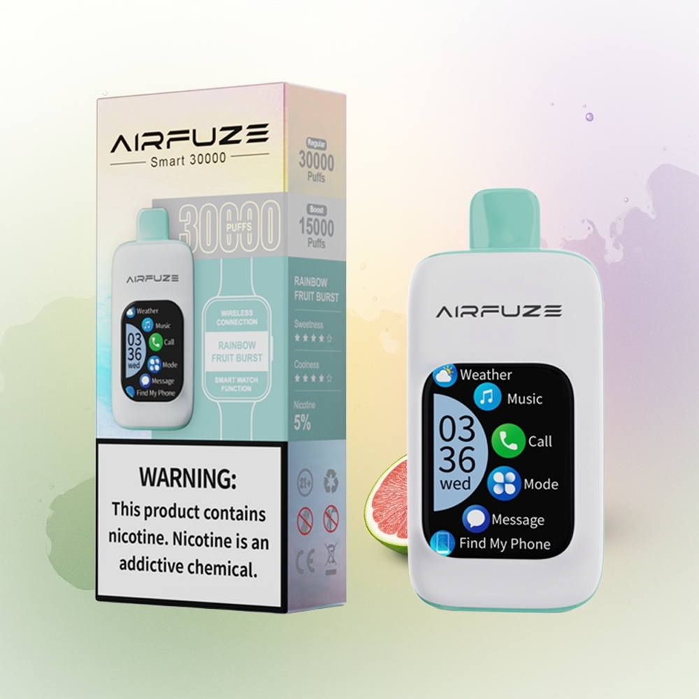 AirFuze Smart 30000 Pūšu Vienreizējās Lietošanas Vape Varavīksnes Augļu Sprosts 900mAh Type-C