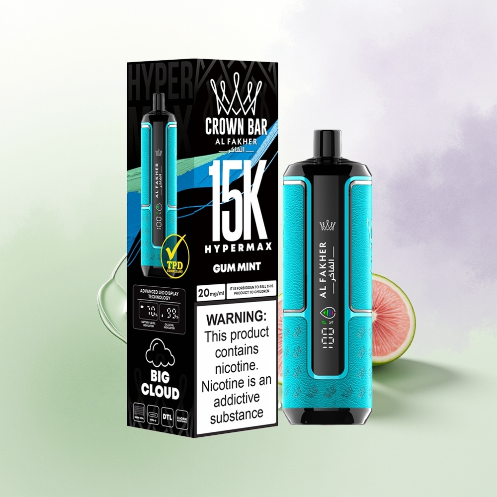 Al Fakher Crown Bar 15K Hipermaks Vienreizējais Veipa Komplekts 22ml 600mAh Smēklu Mētra Gumija