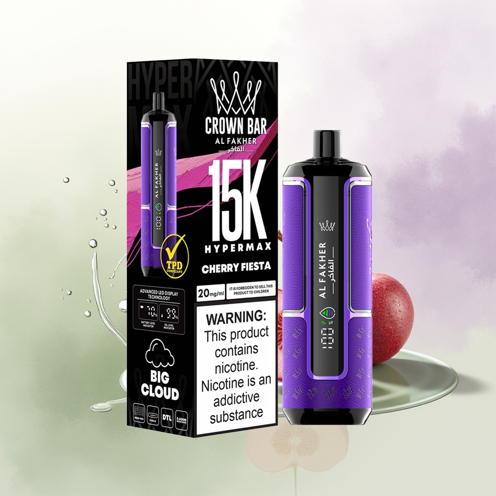 Al Fakher Crown Bar 15K Hipermaks Vienreizējā Ierīce 22ml Kiršu Fiesta