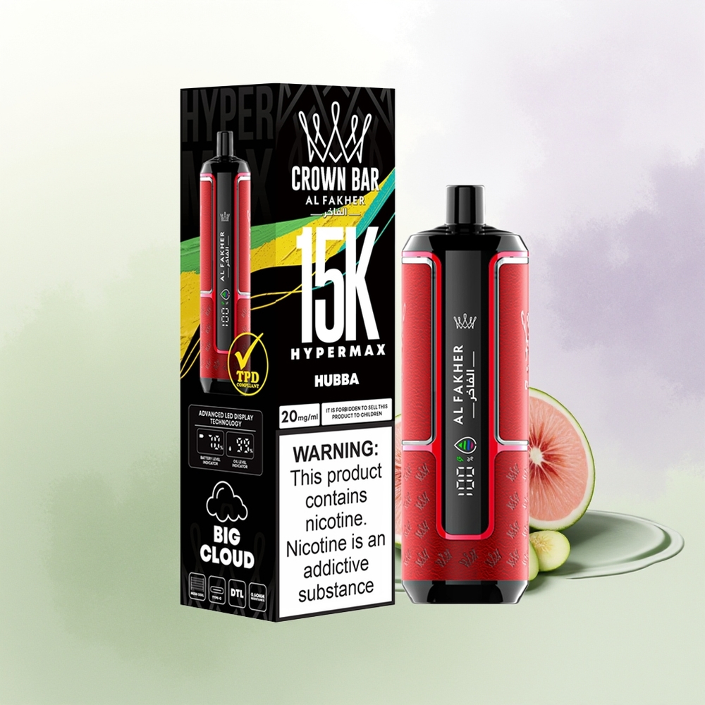 Al Fakher Crown Bar 15K Hypermax Dispozablā Vape Kit Hubba 22ml 600mAh