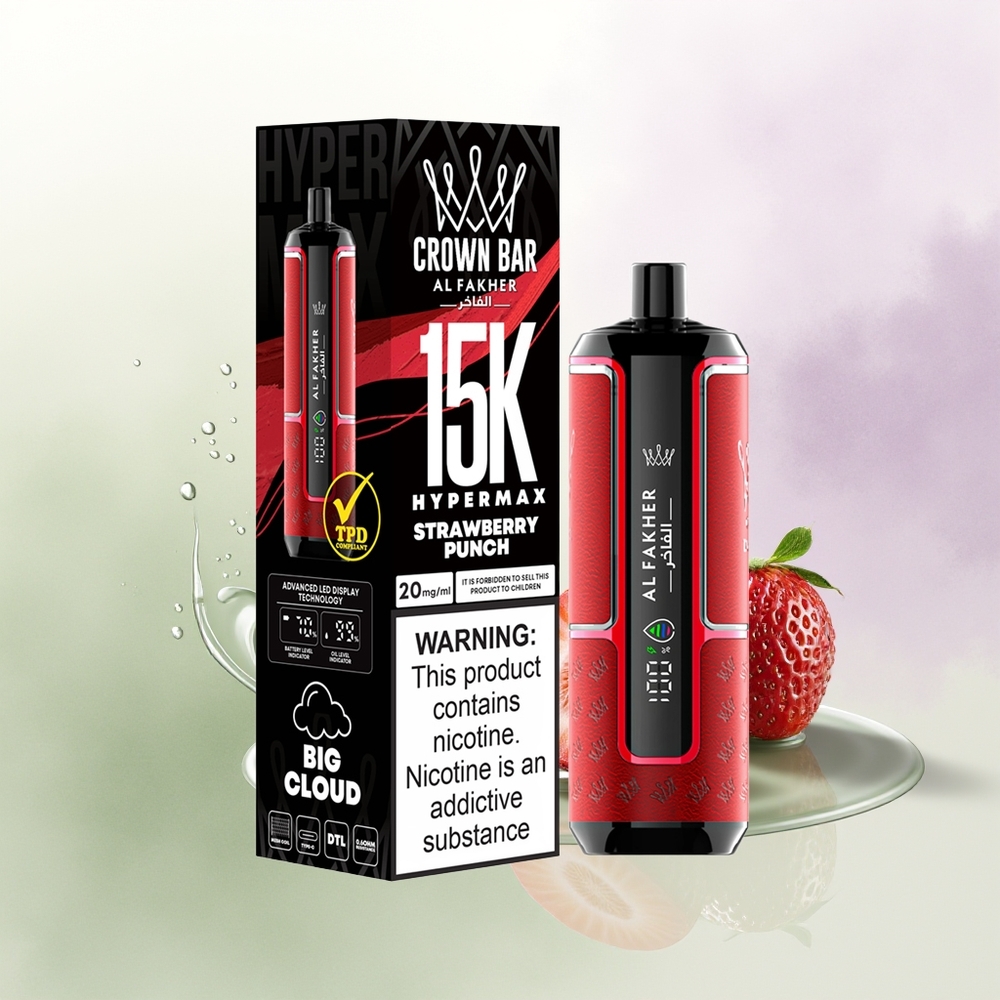 Al Fakher Crown Bar 15K Zemeņu Trieciens Portatīvs 600mAh