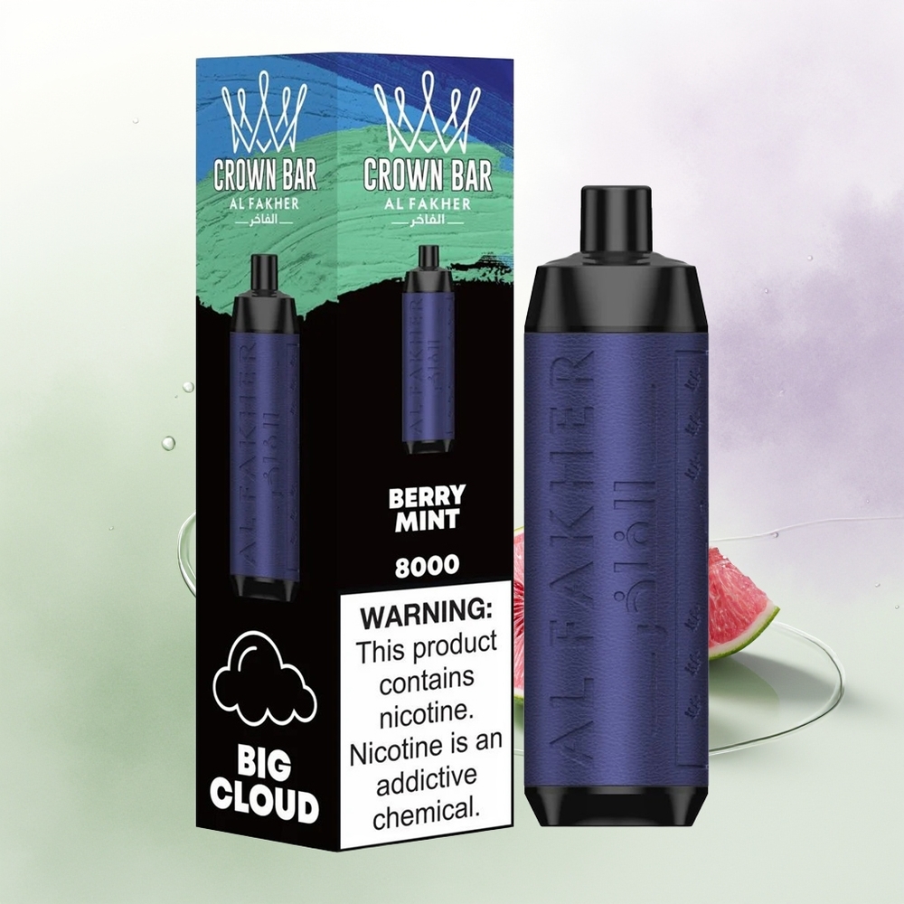 Al Fakher Crown Bar 8000 Garšu Kombinācija Berry Mint 18ml USB Type-C