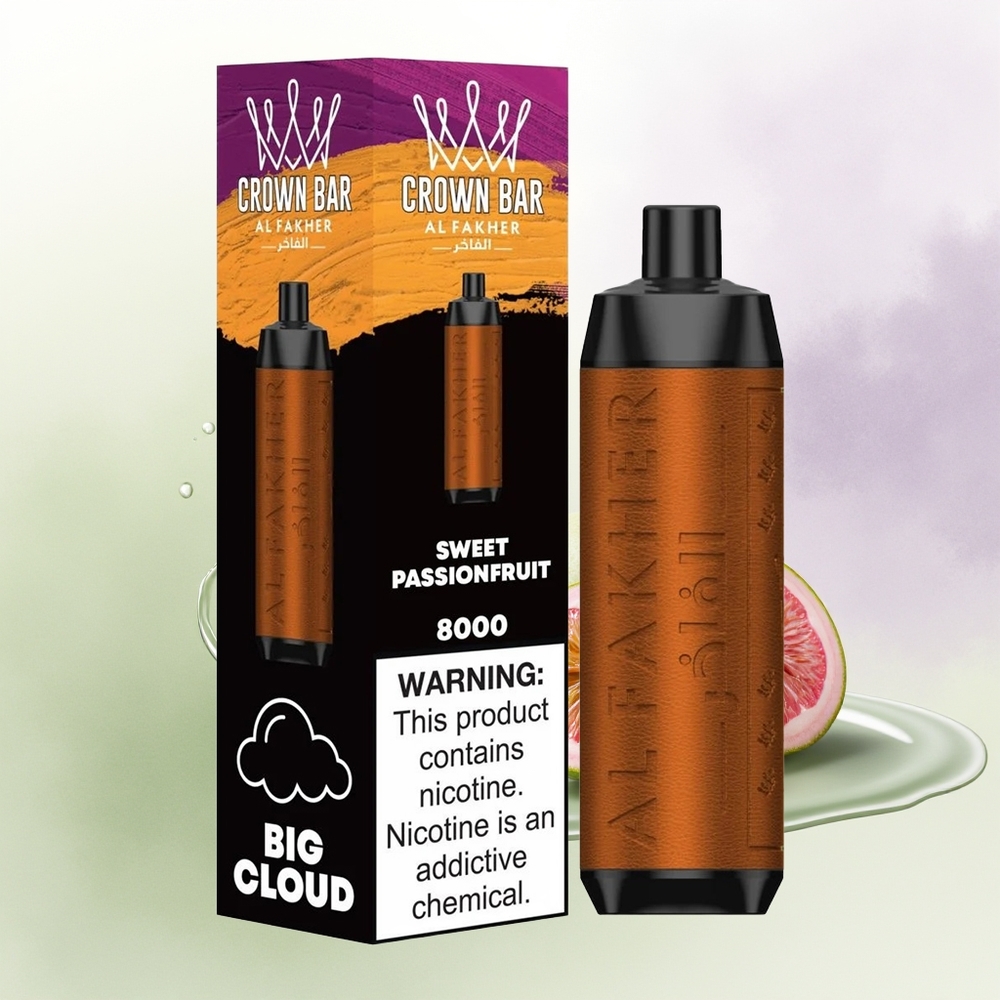 Al Fakher Crown Bar 8000 Kristāla Vienreizējās Lietošanas Vape Saldā Pasifloras Auglis 600mAh USB-C