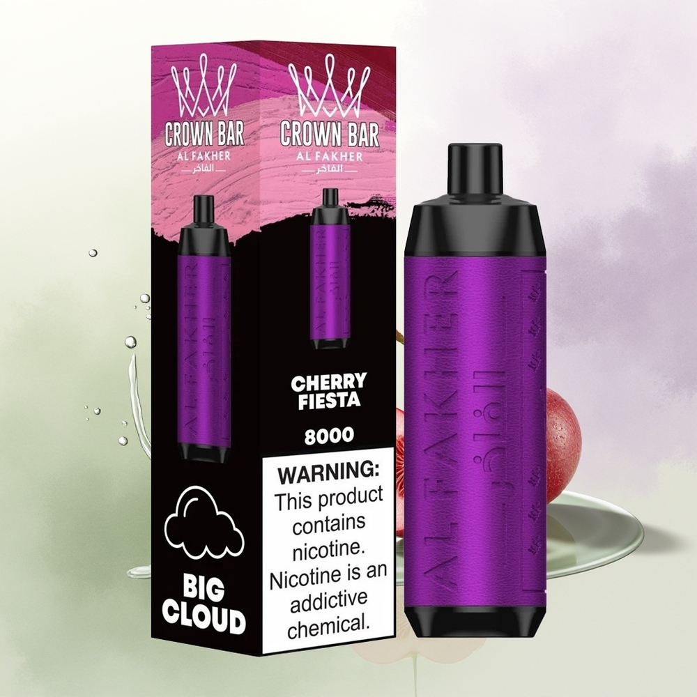 Al Fakher Crown Bar 8000 Kristāla Vienreizējās Lietošanas Vape Ķiršu Fiesta 18ml 8000 Puff