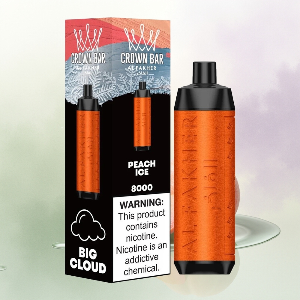 Al Fakher Crown Bar 8000 Persiku Ledus Kompakts Un Elegants Vienreizējās Lietošanas Vape