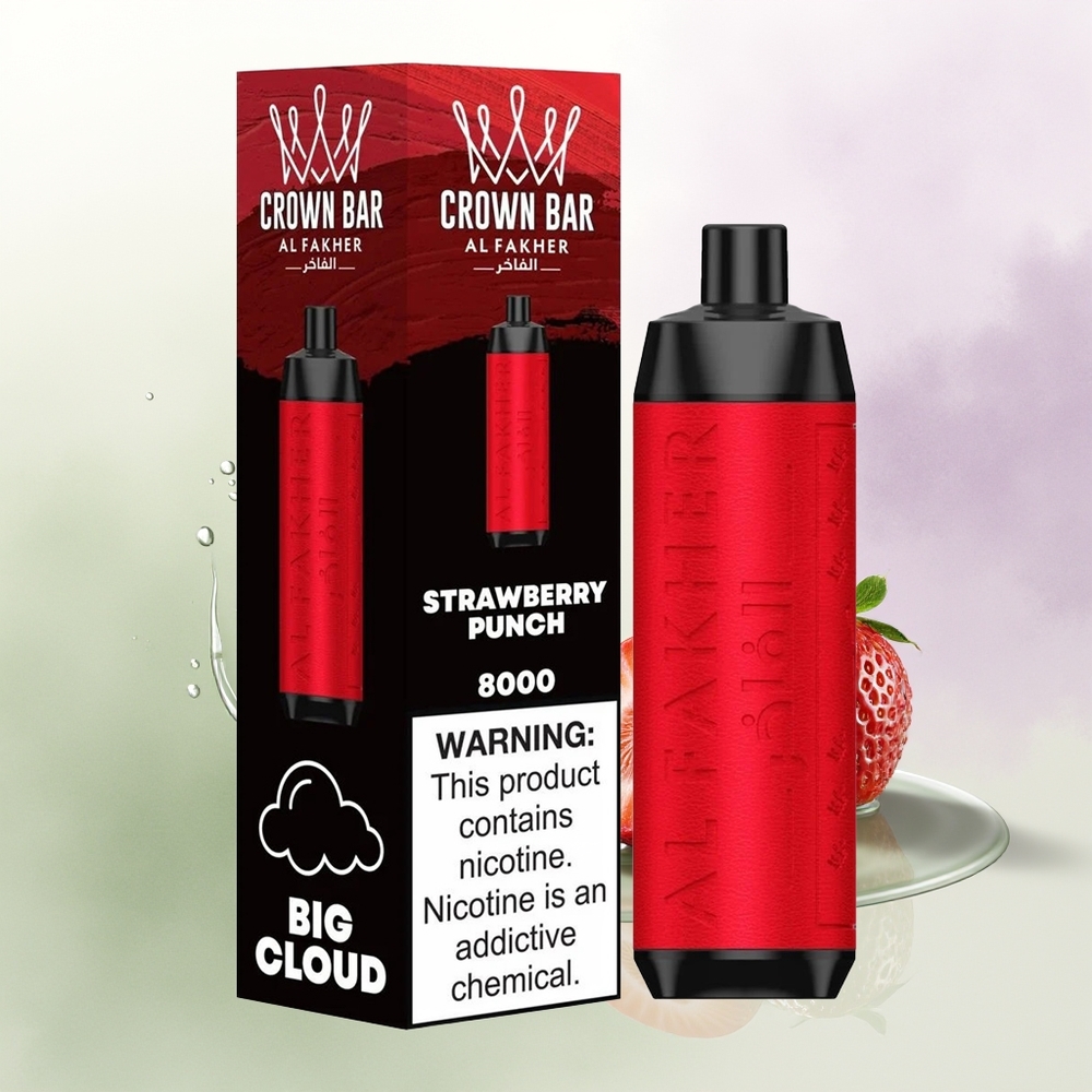 Al Fakher Crown Bar 8000 Zemeņu Pūšķis 18ml USB-C