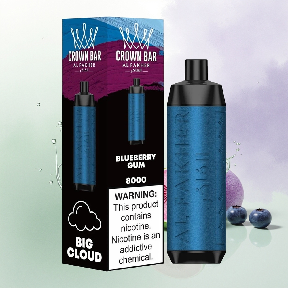 Al Fakher Crown Bar 8000 Zilais Gumenes Vienreizējās Lietošanas Vape 18ml USB Type-C