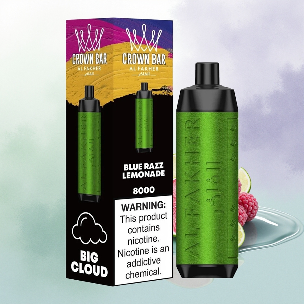 Al Fakher Crown Bar 8000 Zilā Aveņu Limonāde Vienreizējās Lietošanas Vape 18ml USB-C