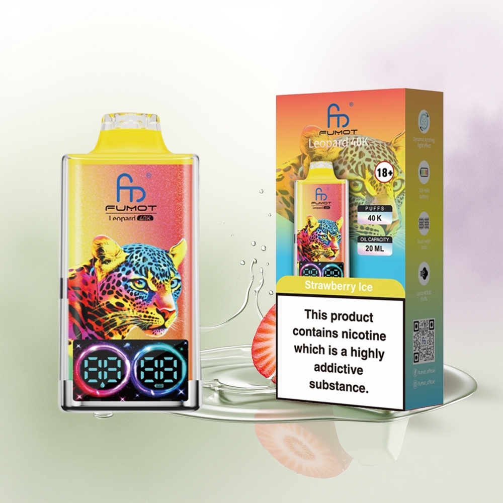 Fumot Leopard 40K Puffs Vienreizējās Lietošanas Vape Zemeņu Ledus 5 Nicotine Dual Mesh