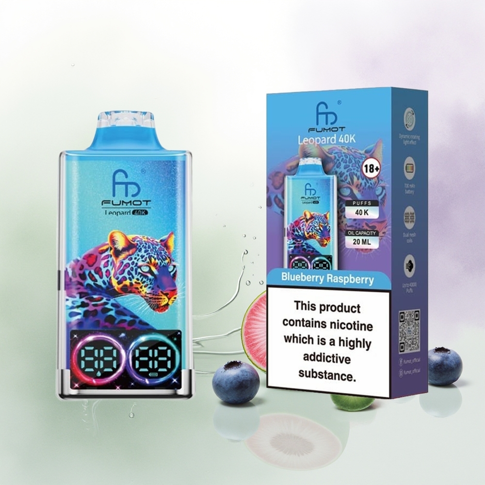 Fumot Leopard 40K Puffs Vienreizējās Lietošanas Vape Zileņu Aveņu 5 Nicotine 700mAh Battery