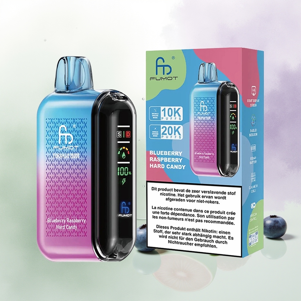 Fumot Tornado 20000 Pūfu Zilā Ķirše Melle Airflow Control Smart Display