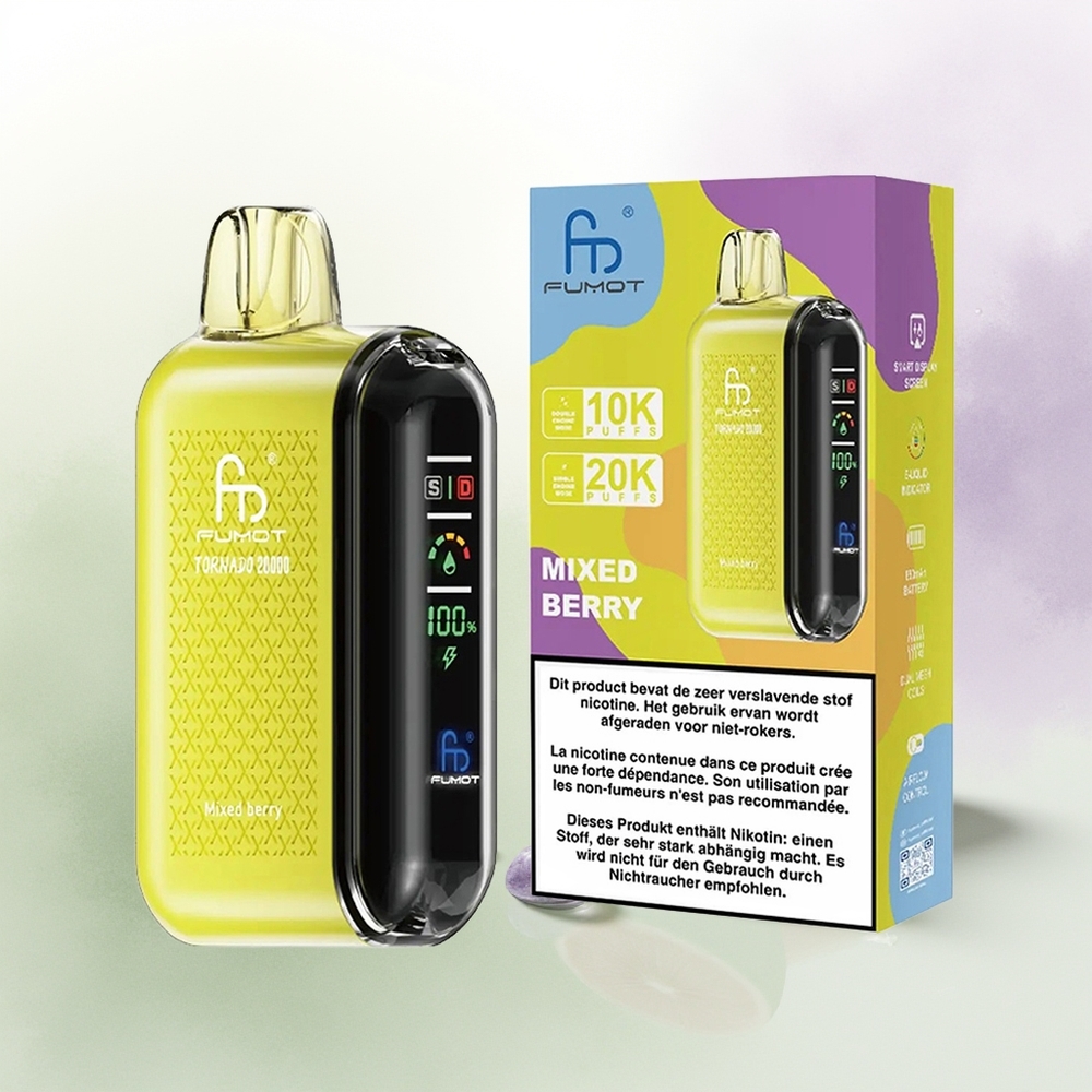 Fumot Tornado 20000 Pūšanas Jauktā Aveņu Vienreizējās Lietošanas Vape ar Dual Mesh Coil un 20ml E-liquid