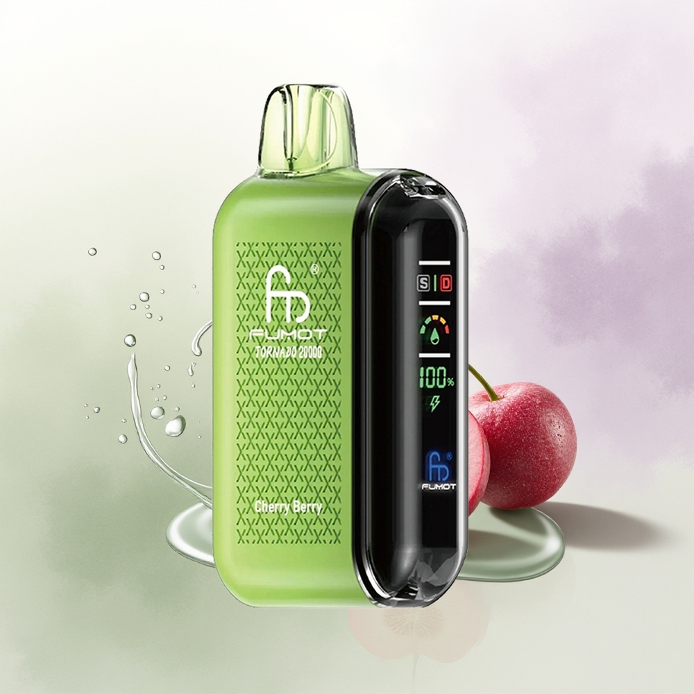 Fumot Tornado 20000 Pūšu 20ml Kiršu Ogu Dispozitīvais Vape ar Smart Display un Dual Mesh Coil