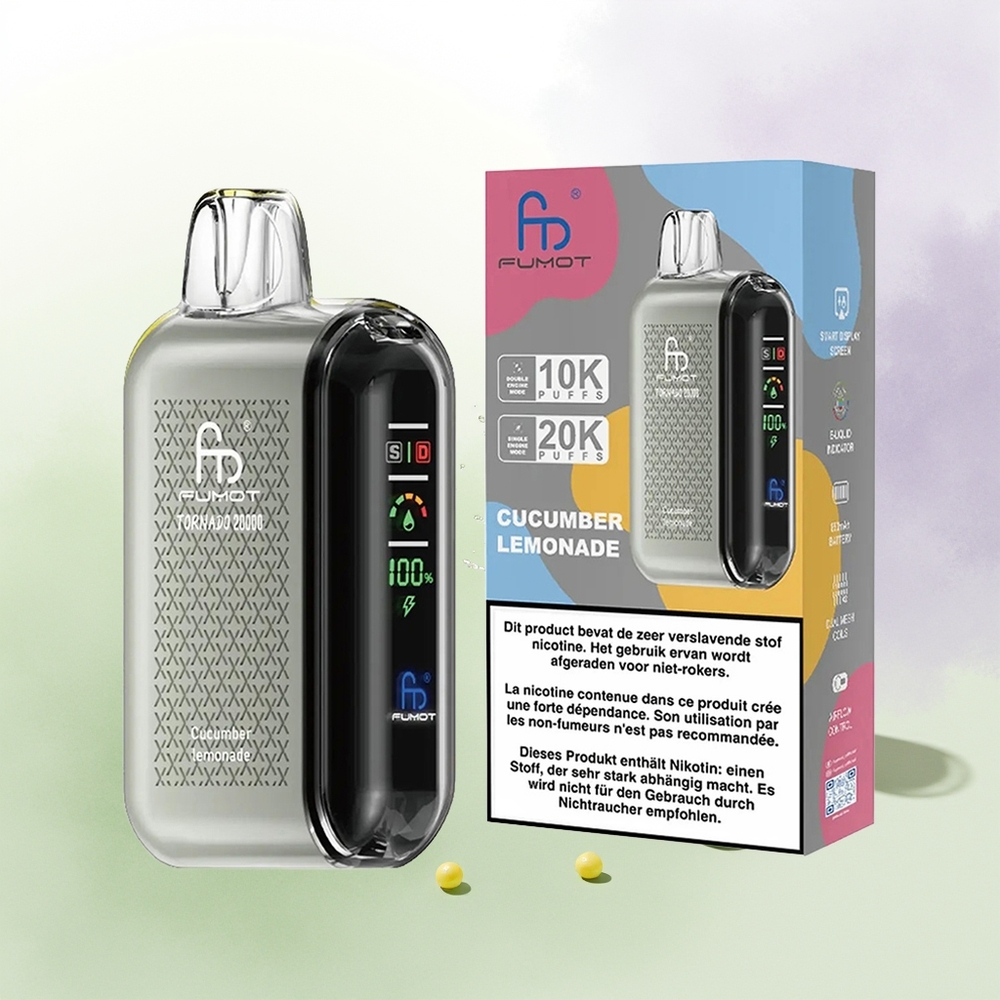 Fumot Tornado 20000 Pūšu Gurkšņu Citronādes Vienreizējās Lietošanas Vape ar 20ml E-liquid un 2 Nikotīna
