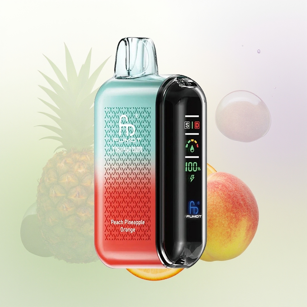 Fumot Tornado 20000 Pūšu Persiku Ananāsu Apelsīnu Dual Mesh Coil Smart Display