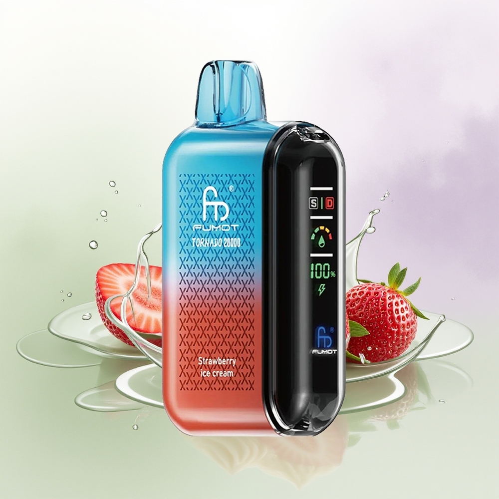 Fumot Tornado 20000 Pūšu Zemeņu Saldējums Dual Mesh Coil Smart Display