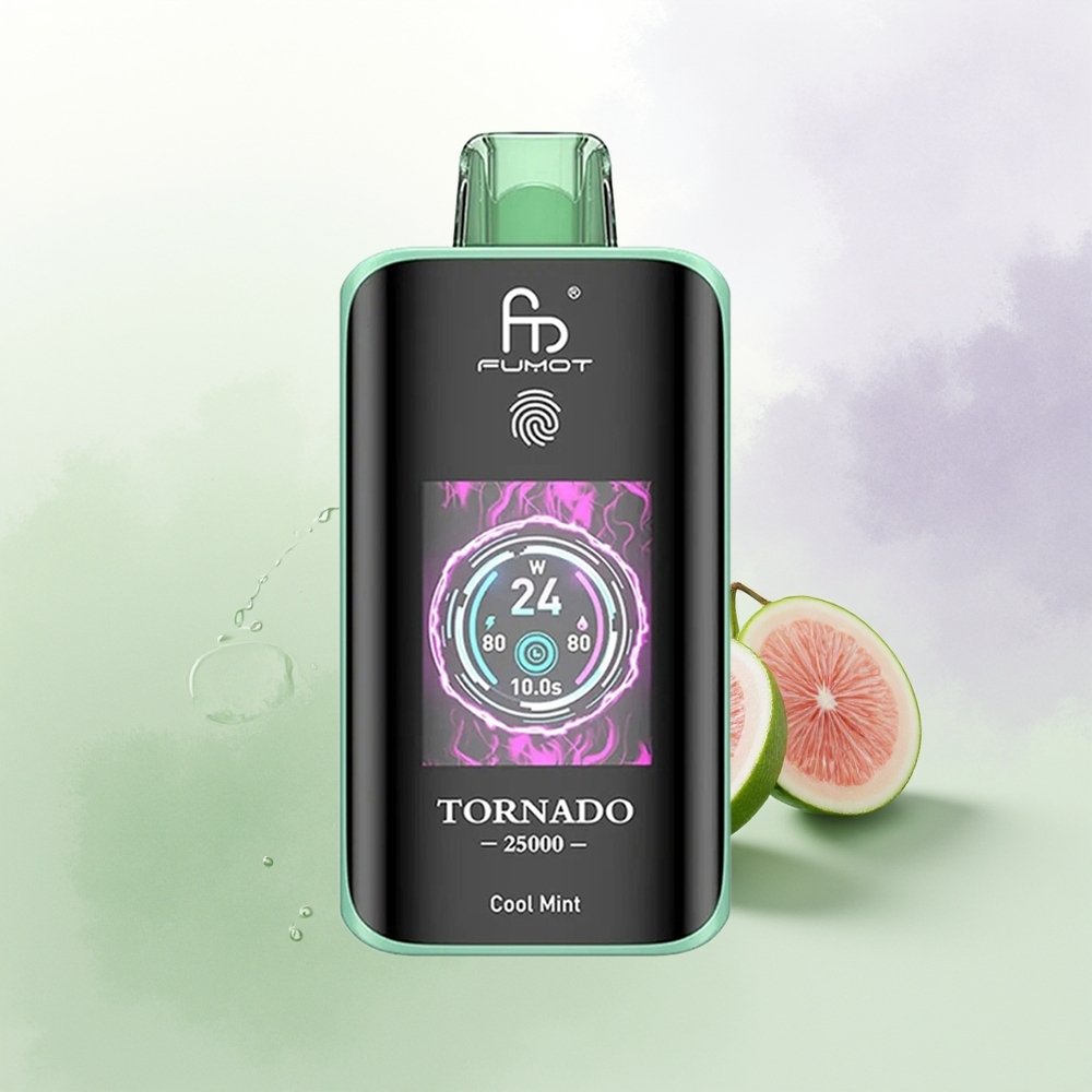 Fumot Tornado 25000 Puffu HD Ekrāns Type-C Atjaunojamā Aukstā Mētra