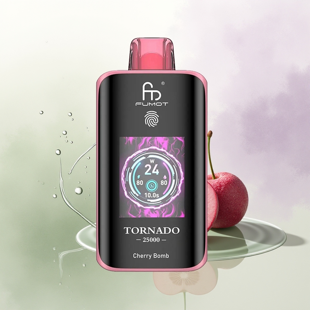Fumot Tornado 25000 Puffu HD Ekrāns Type-C Ķiršu Bumba