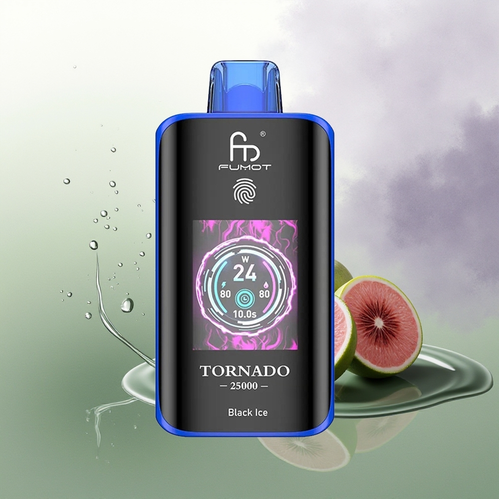 Fumot Tornado 25000 Pūšas 20ml Melnā Ledus ar USB-C