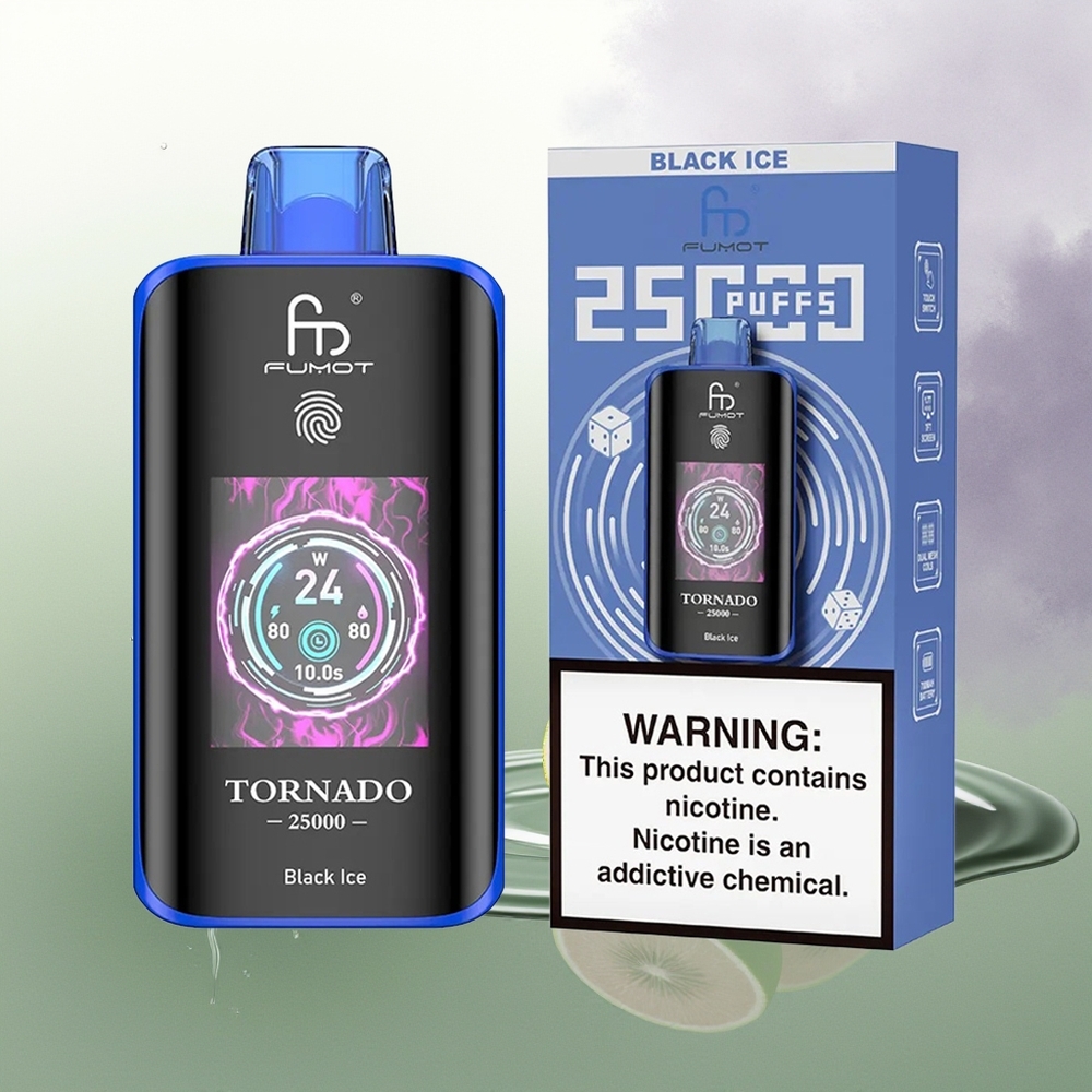 Fumot Tornado 25000 Pūšas 20ml Melnā Ledus ar USB-C