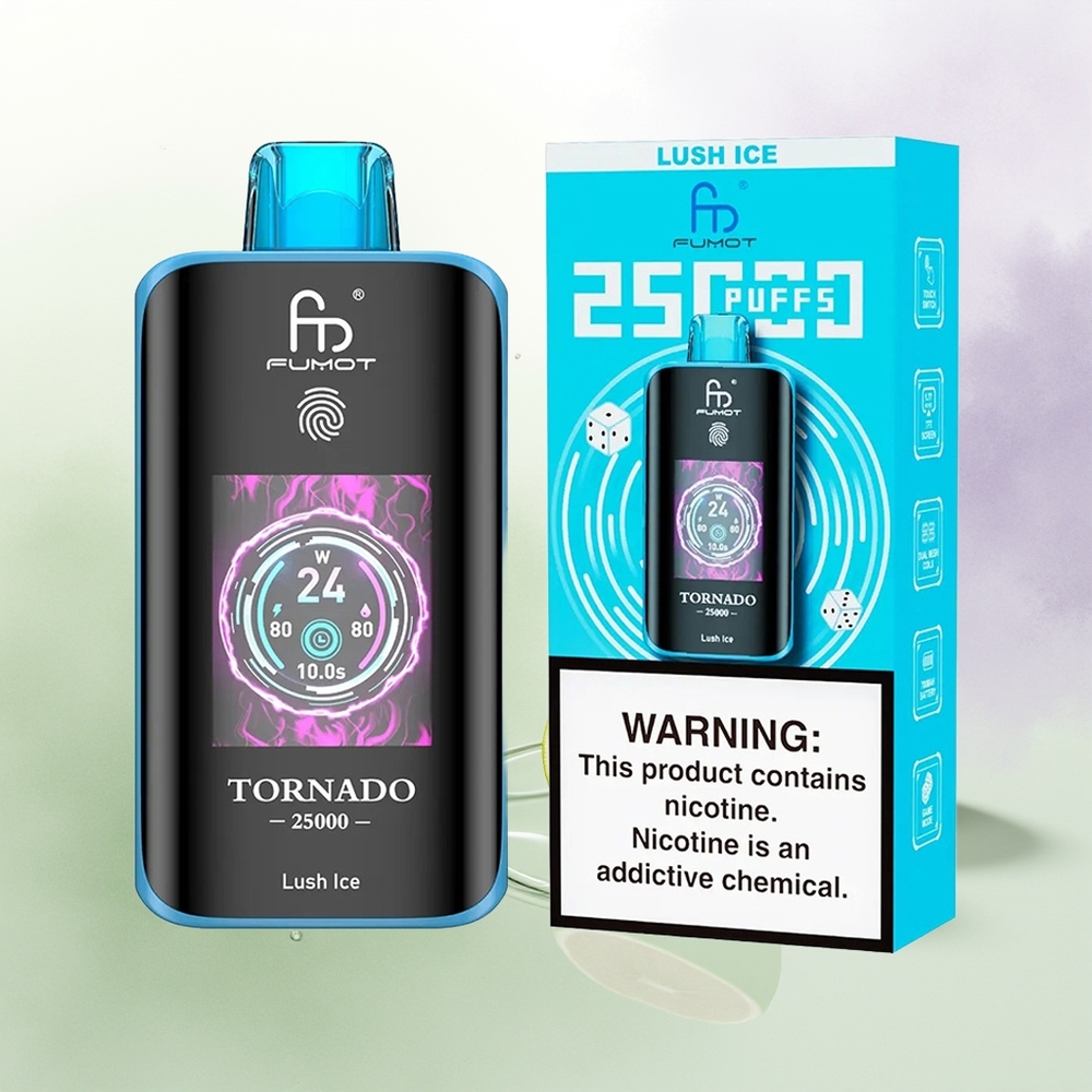 Fumot Tornado 25000 Pūšu Lush Ice HD Ekrāns Type-C Uzlāde