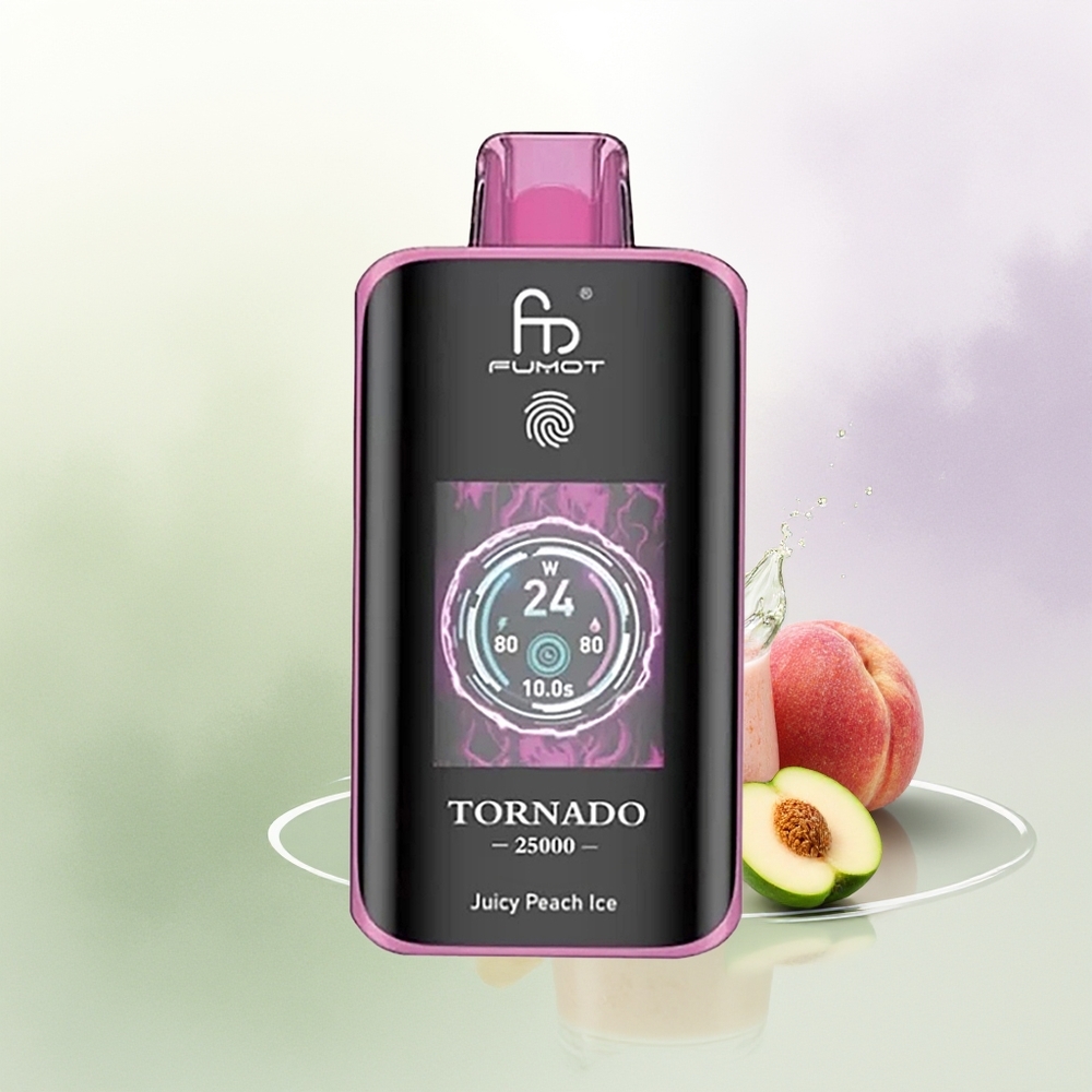 Fumot Tornado 25000 Pūšu Sulupeach Ledus ar HD Ekrānu un Type-C Uzlādi