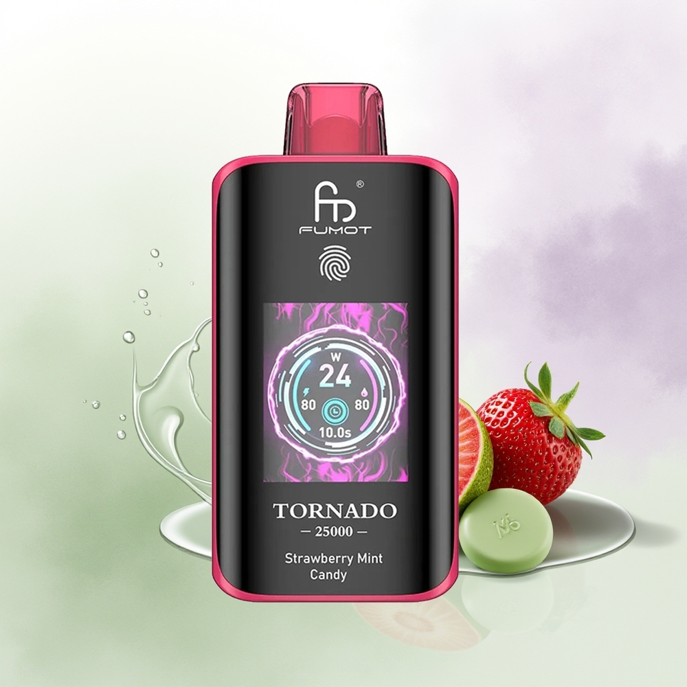 Fumot Tornado 25000 Pūšu Zemeņu Mētru Konfekte 20ml Type-C