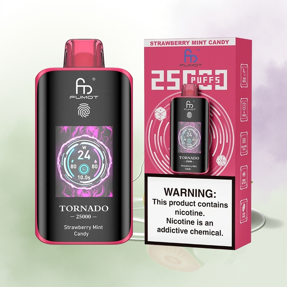Fumot Tornado 25000 Pūšu Zemeņu Mētru Konfekte 20ml Type-C