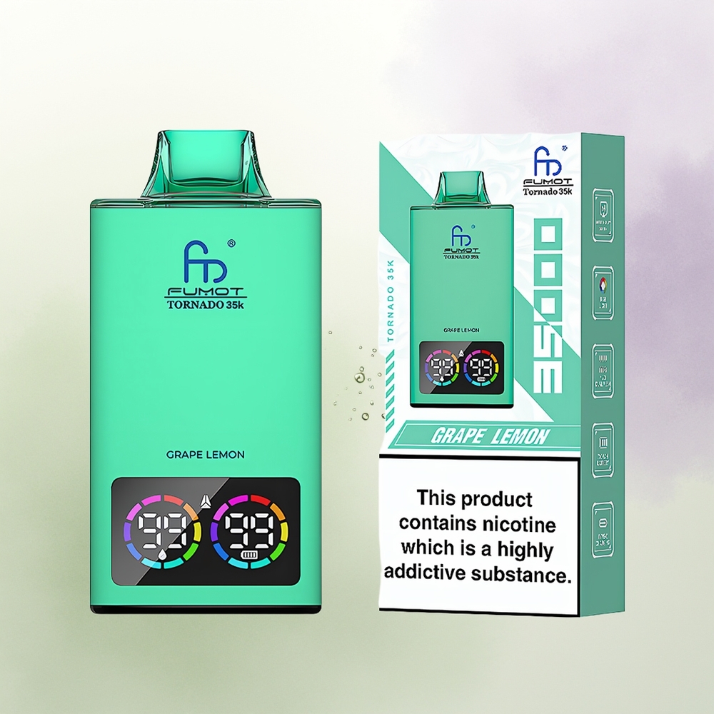 Fumot Tornado 35000 Vienreizējās Lietošanas Vape Vīnogu Citrons ar Dual Mesh Coil un 15ml E-šķidruma