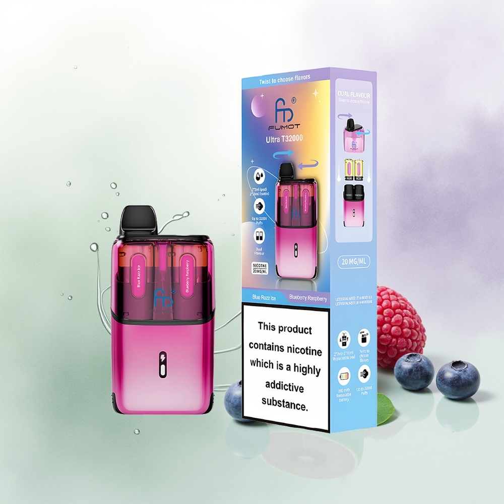 Fumot Ultra T32000 32000 Zilā Aveņu Avenes Ledus - Zilā Aveņu Avenes + 24ml + Type-C