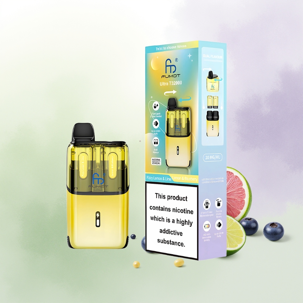 Fumot Ultra T32000 Vienreizējās Lietošanas Vape 32000 Puffi 20mg Dzirkstošais Citrons  Laims - Citrons  Zilene