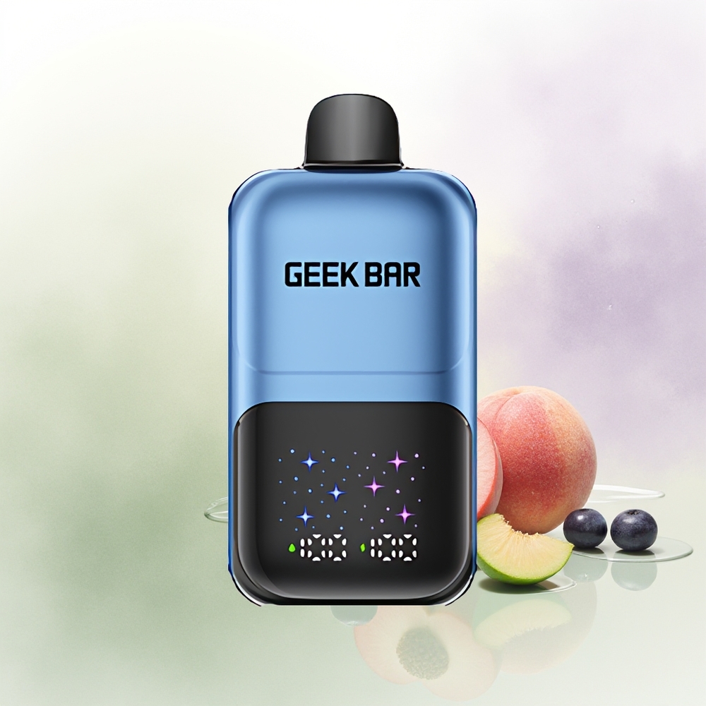 GEEK BAR 2GO 50000 Pūšķi Persiku  Ogulēnu Interaktīvs Liels Ekrāns