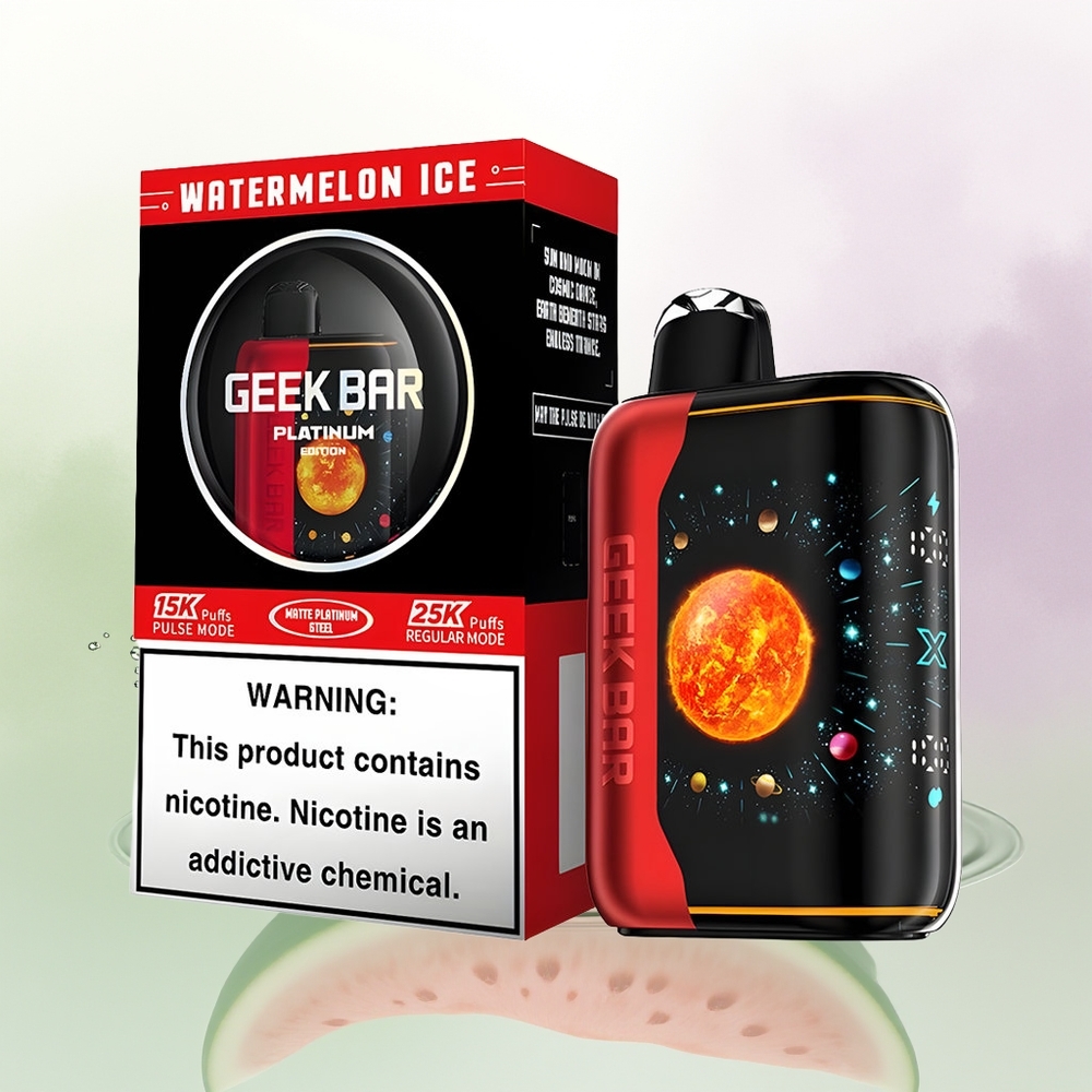 GEEK BAR Platinum Edition 25000 Pūšu Arbūza Ledus ar Premium Matte Platinuma Tērauda Apdari un 2 Nikotīna Stiprumu