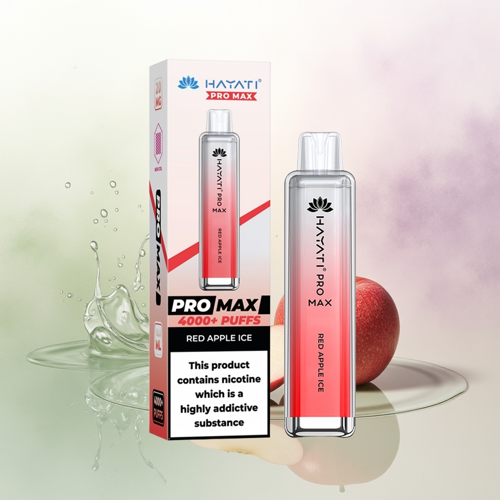 Hayati Pro Max 4000 Iesūkumi Vienreizējās Lietošanas Vape Sarkanais Ābols Ledus + 1400mAh  2ml TPD