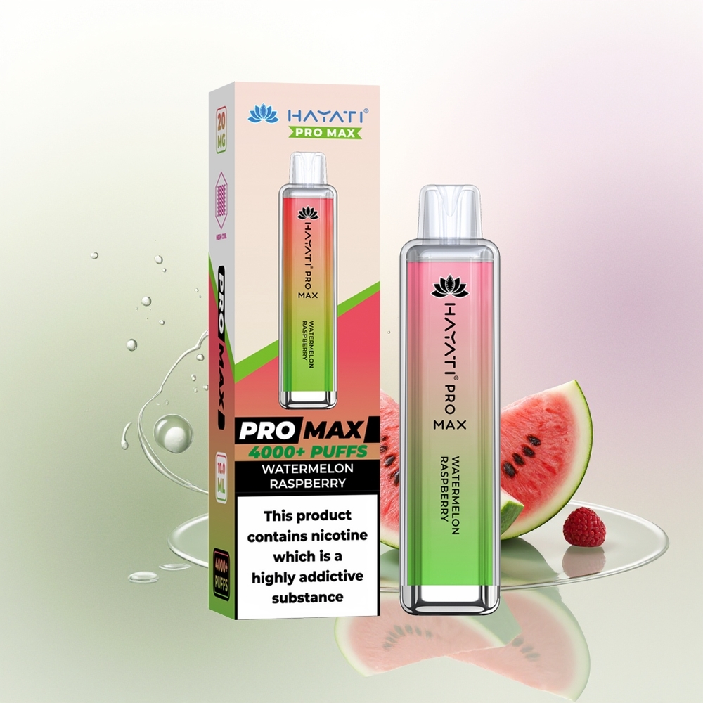 Hayati Pro Max 4000 Puffs Dispozablais Vīpš Arbūzs Aveņu 2ml TPD