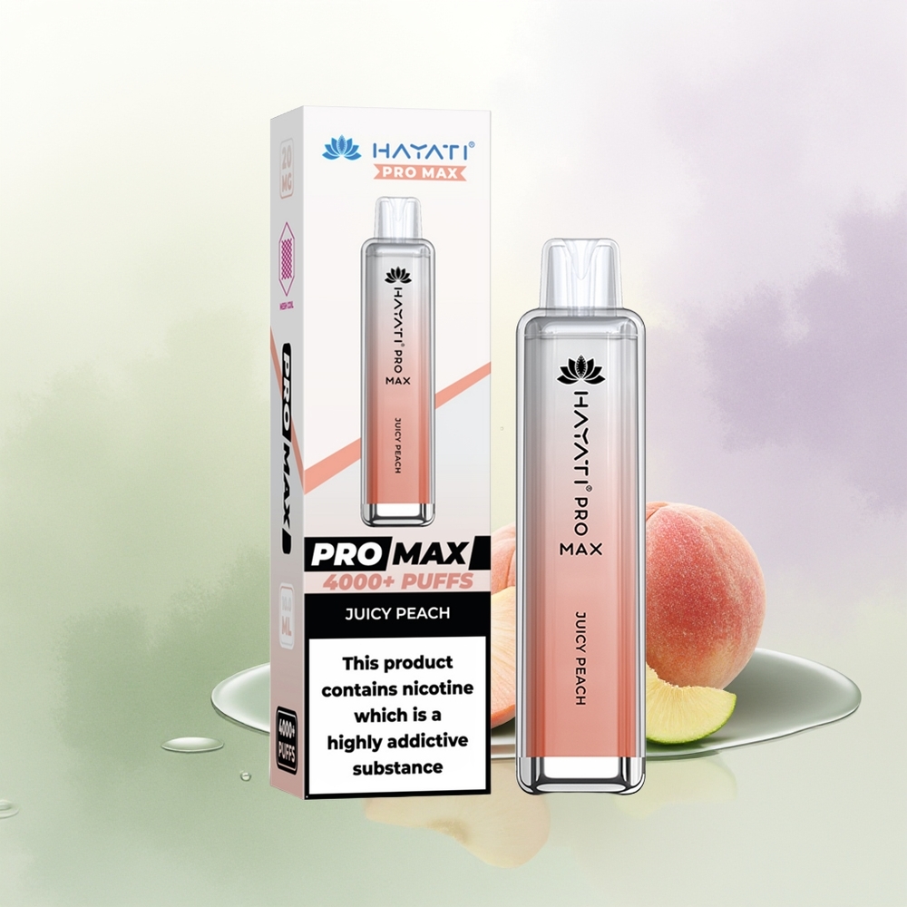 Hayati Pro Max 4000 Puffs Vienreizējās Lietošanas Vape Dzidrs Persiks ar 2 Nikotīna un 1400mAh Akumulatoru