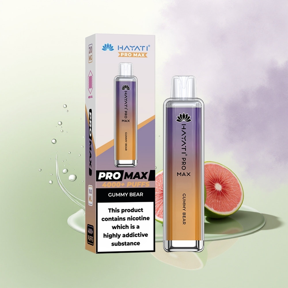 Hayati Pro Max 4000 Puffs Vienreizējās Lietošanas Vape Gumijlāču Garša ar 2ml tvertni un 1400mAh bateriju