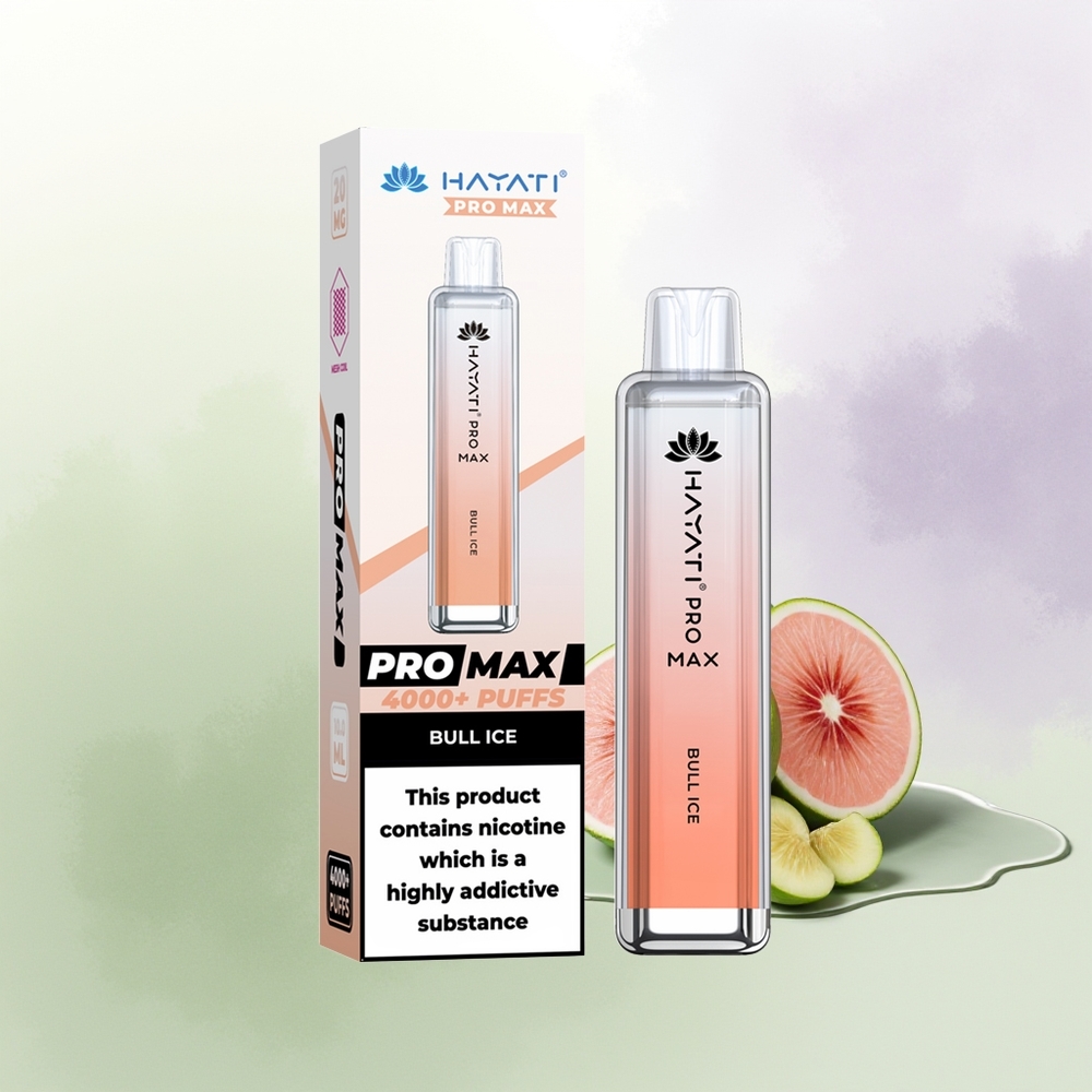 Hayati Pro Max 4000 Puffs Vienreizējās Lietošanas Vape Ledus Bull 2ml 10ml