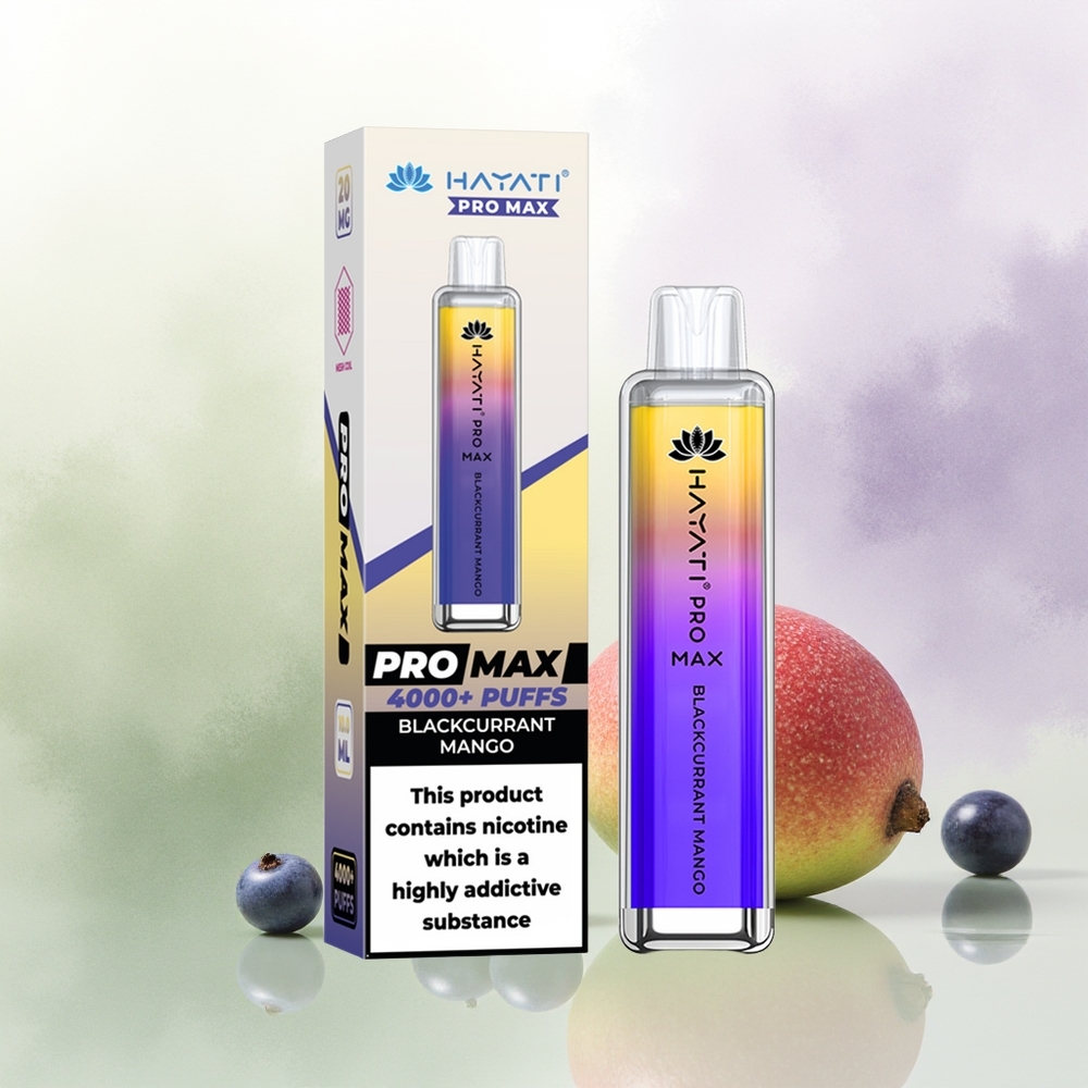 Hayati Pro Max 4000 Puffs Vienreizējās Lietošanas Vape Melnā Oga Mango 5 Nikotīns 1400mAh