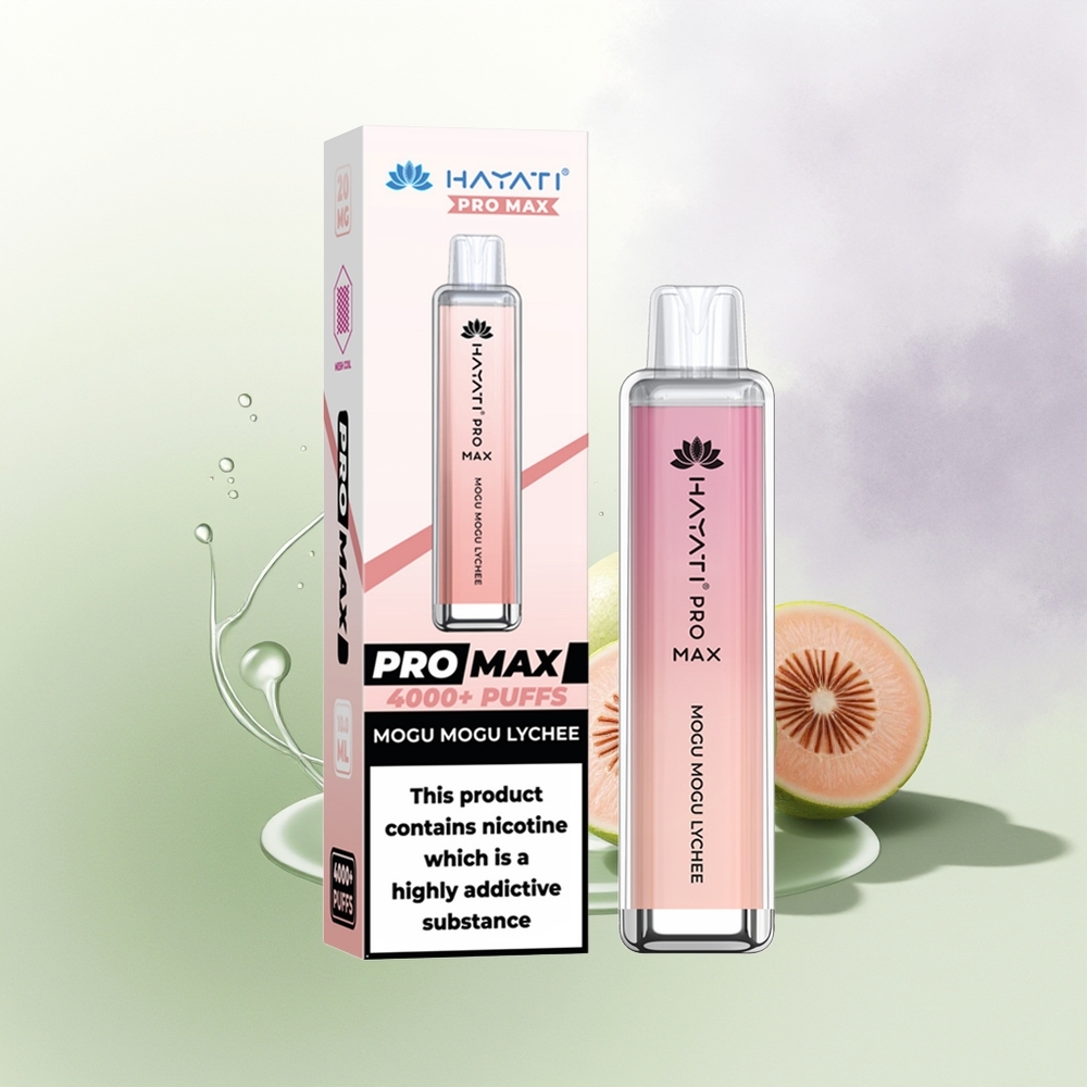 Hayati Pro Max 4000 Puffs Vienreizējās Lietošanas Vape Mogu Mogu Liči ar 5 Nikotīna un 1400mAh Akumulatoru