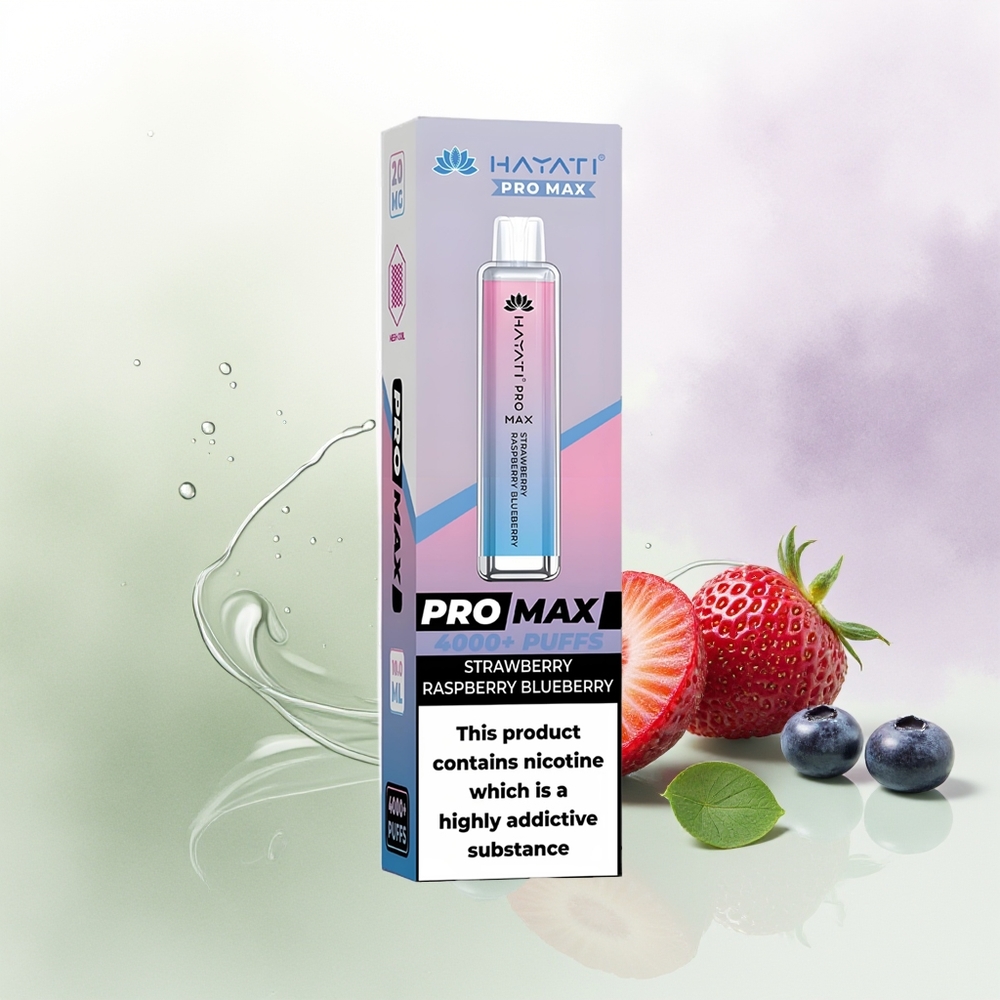 Hayati Pro Max 4000 Puffs Vienreizējās Lietošanas Vape Zemenes Avene Zilenes 2ml 1400mAh