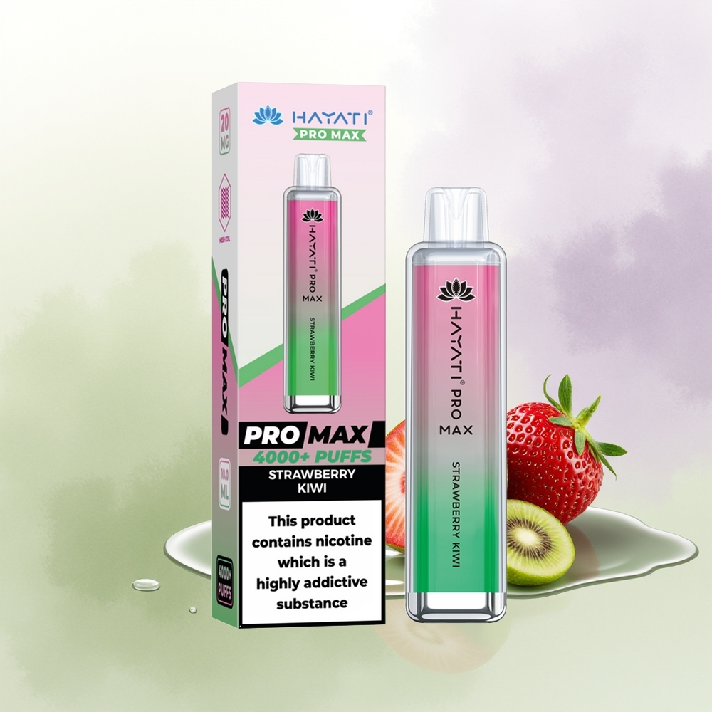 Hayati Pro Max 4000 Puffs Vienreizējās Lietošanas Vape Zemenes Aveņu + 1400mAh  2ml