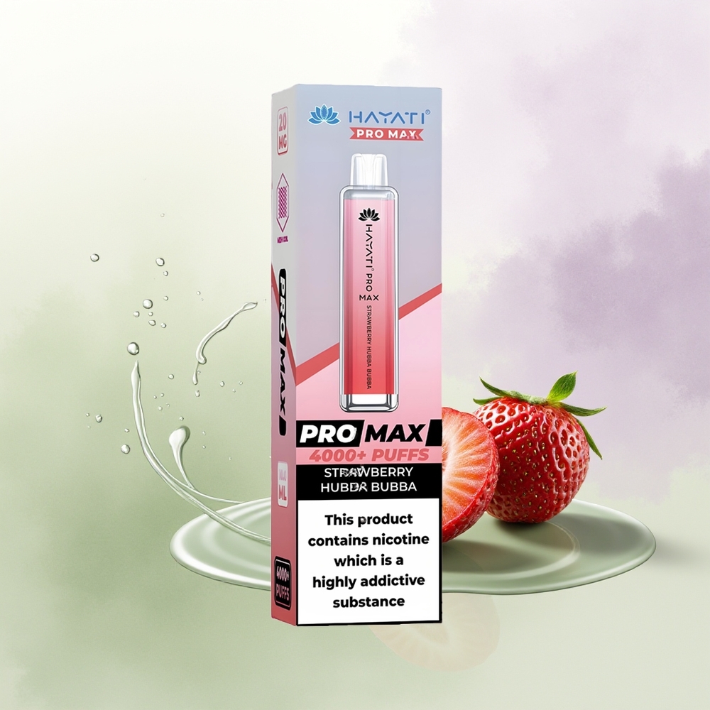 Hayati Pro Max 4000 Puffs Vienreizējās Lietošanas Vape Zemeneņu Hubba Bubba 2 Nikotīna 1400mAh