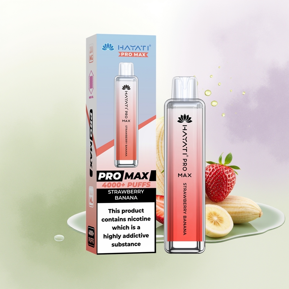 Hayati Pro Max 4000 Puffs Vienreizējās Lietošanas Vape Zemeņu Banāns 2 Nikotīna 1400mAh
