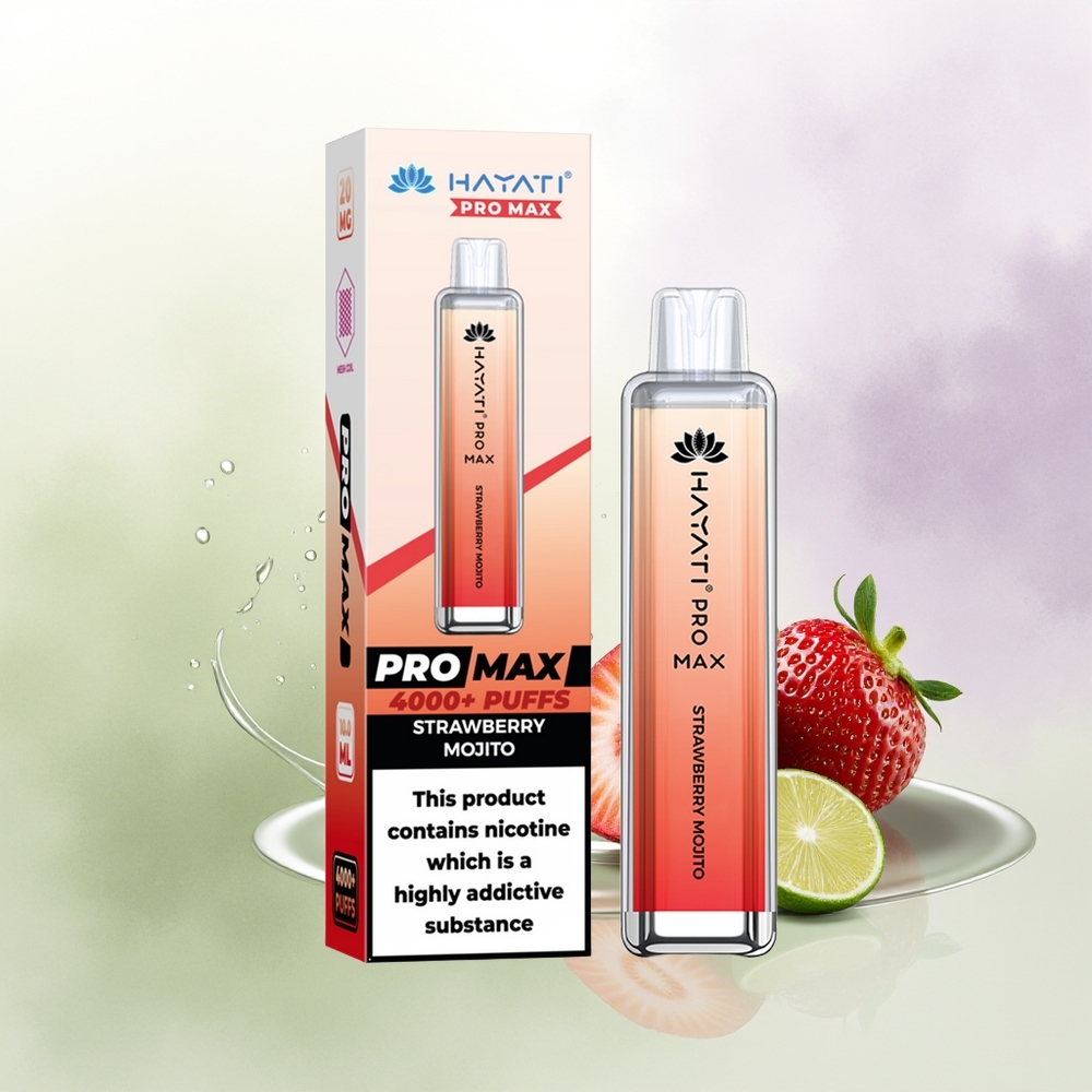 Hayati Pro Max 4000 Puffs Vienreizējās Lietošanas Vape Zemeņu Mojito 2ml 5 Nikotīns