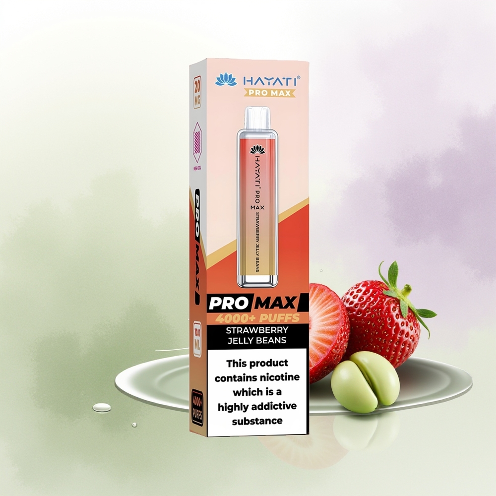 Hayati Pro Max 4000 Puffs Vienreizējās Lietošanas Vape Zemeņu Želejas Pupiņas 5 Nicotine 1400mAh
